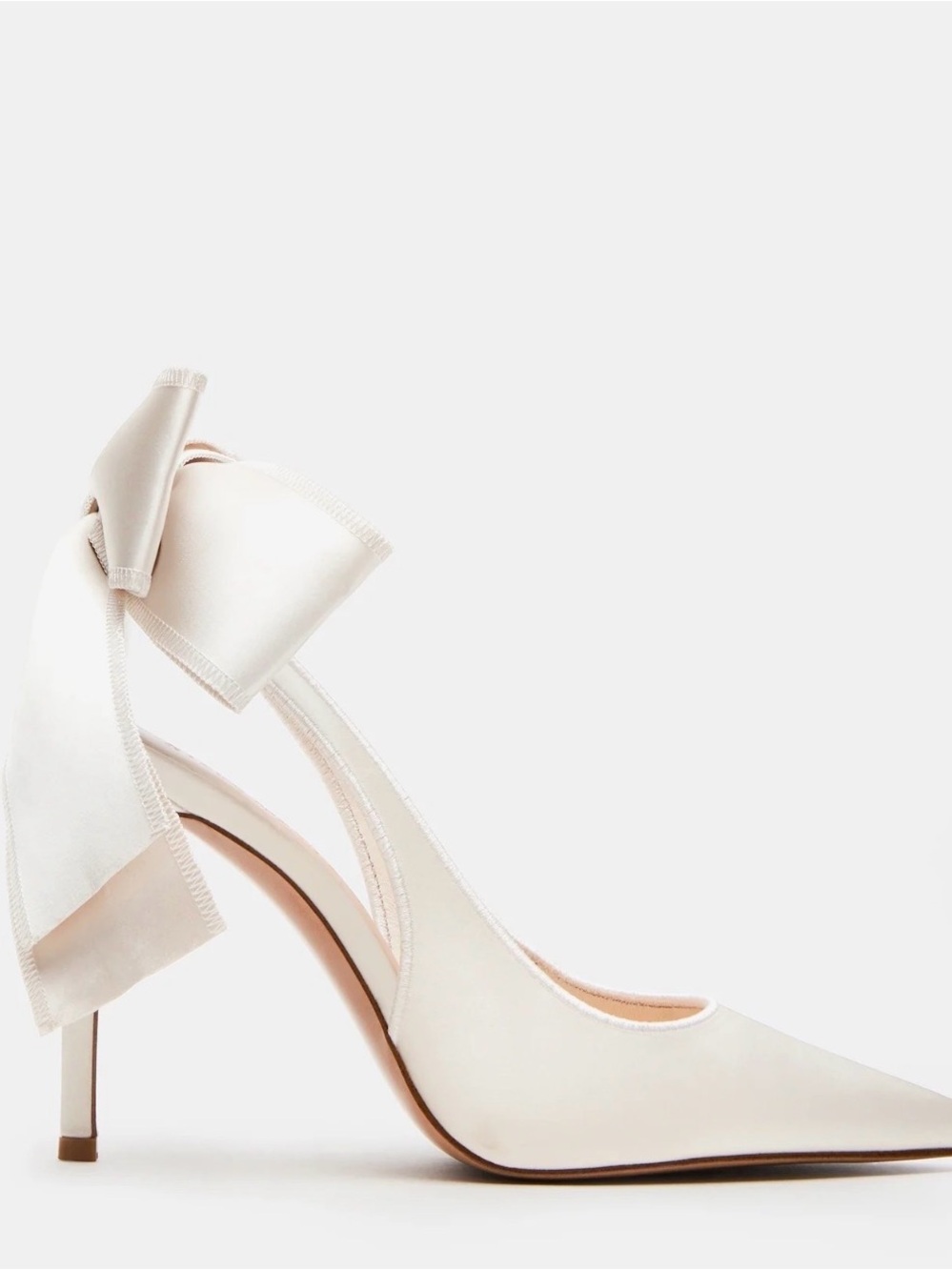 Steve Madden Ivory Pointed-Toe Stiletto with Heel Bow